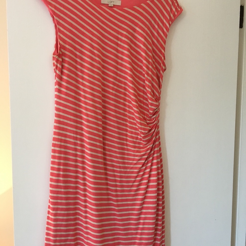 Loft ruched striped dress.